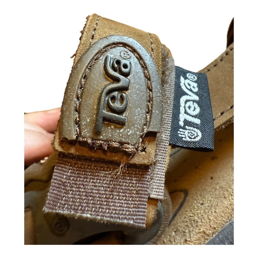 Teva Sandals Men’s 7 Active Shank Shoc Leather Adjustable Brown Nubuck 6026 - Picture 8 of 10